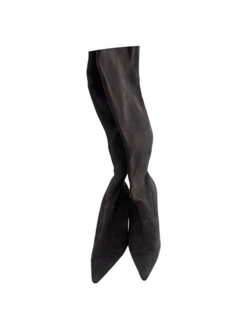 Manolo Blahnik Black Suede Over-the-Knee Pointed-Toe Boots